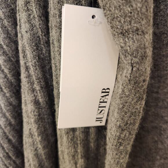 Just Fab Drape Front Ribbed Cardigan Grey Neutral Fall Winter Layer - Size M - Picture 5 of 6